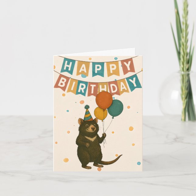 Tasmanian Devil Birthday Card - Australian Animal Karte (Vorderseite)