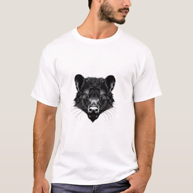 Tasmanian Devil Head Black & White T - Shirt (Vorderseite)