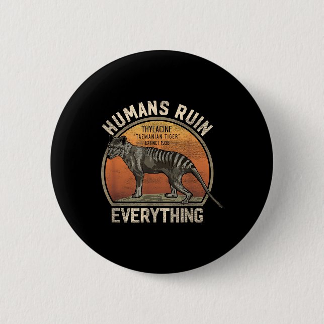Tasmanian Tiger Thylacine Australian Extinct Anima Button (Vorderseite)