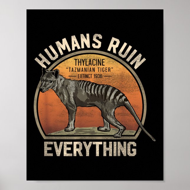 Tasmanian Tiger Thylacine Australian Extinct Anima Poster (Vorne)