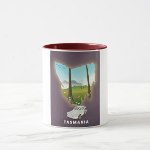 Tasmanien illustrierte Reisekarte Poster. Tasse