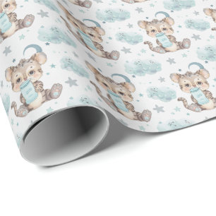 Tasmanischer Tiger Baby Pastell Aquarellmuster  Geschenkpapier
