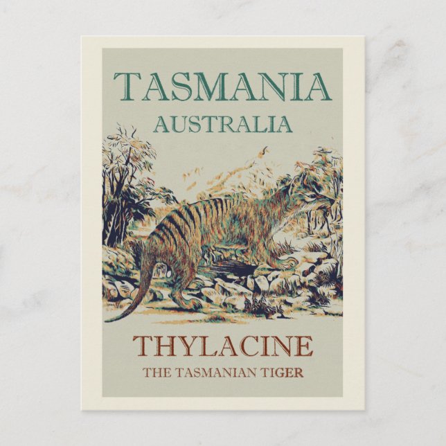 Tasmanischer Tiger, Beutelwolf, Tasmanien Australi Postkarte (Vorderseite)