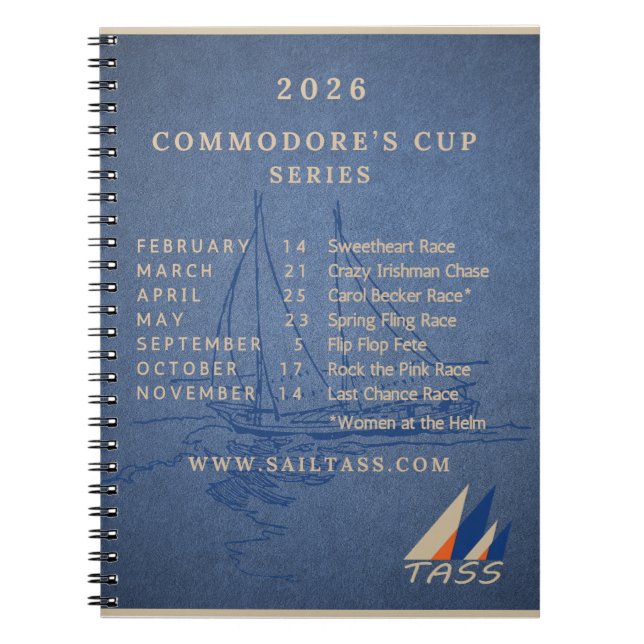 TASS 2026 Commodore's Cup Rennplan-Notizbuch Notizblock (Vorderseite)