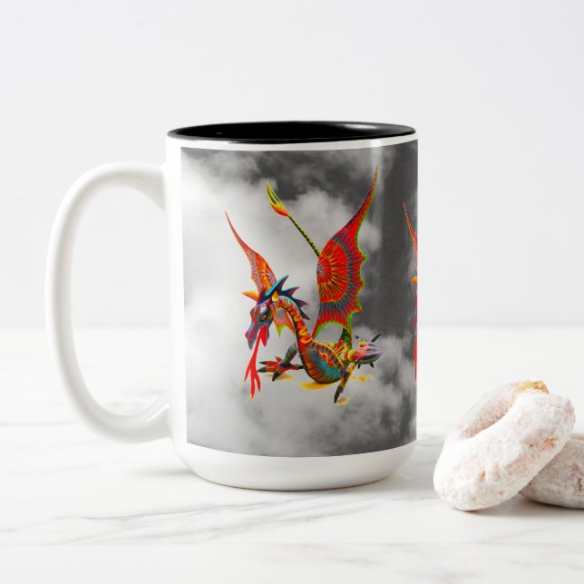 Tasse - 0110 - Roter Drache (Mit Donut)