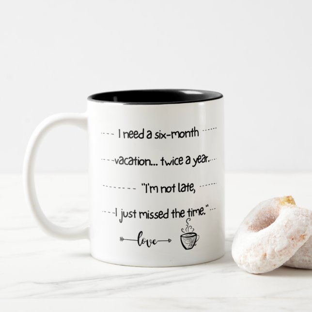 Tasse 2 Farben Witzige Zitate auf dem Kaffee (Mit Donut)