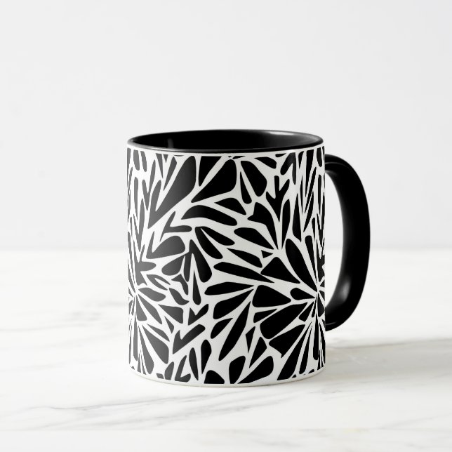 Tasse Abstrakt moderne, nahtlose, monochrome, flor (VorderseiteRechts)