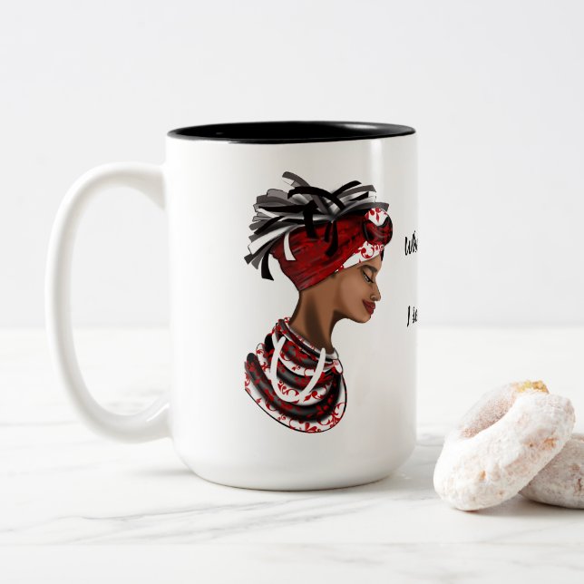 Tasse Afrikanische Frau, Reflexion (Mit Donut)