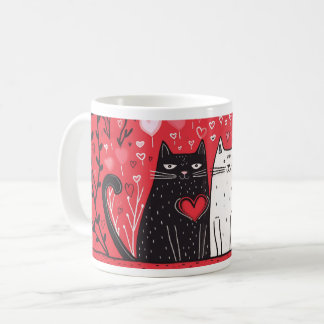 Tasse am Valentinstag - Schwarze und Weiße Katzen