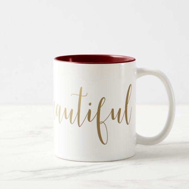 Tasse an zwei Farben, 325 ml Hello Beautiful Gold (Rechts)