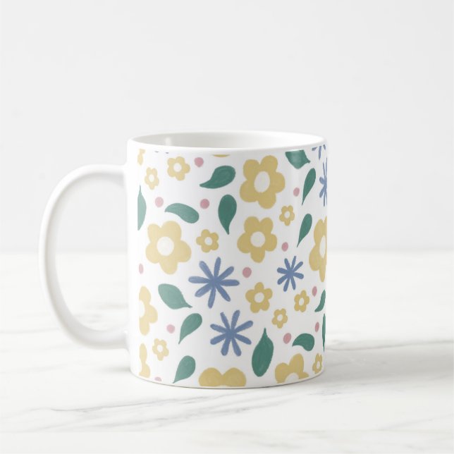 Tasse aus gelben und blauen Blumen (Links)
