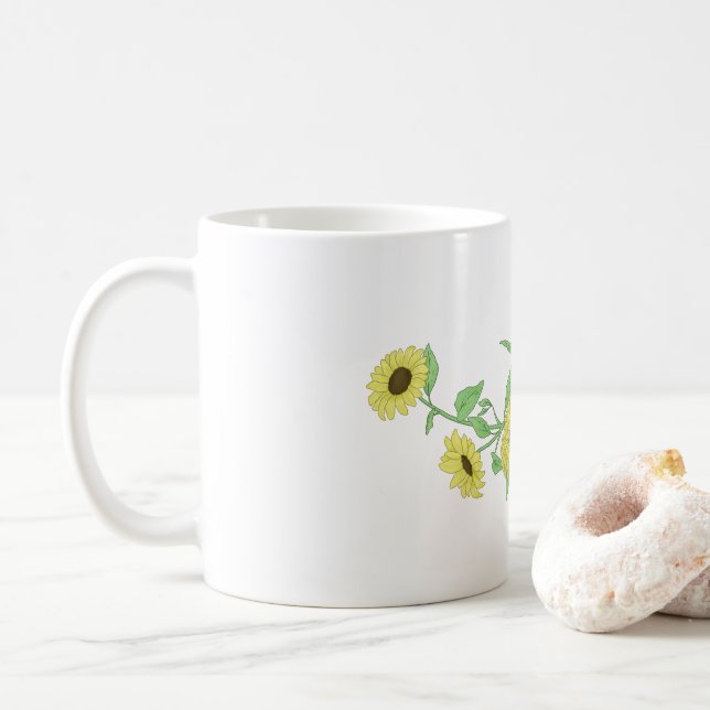 Tasse aus Glas mit Sonnenblumen (Mit Donut)
