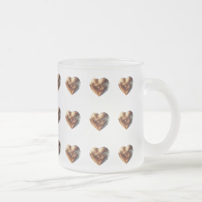 Tasse aus Mattglas mit goldenen Herzmotiven  (Rechts)