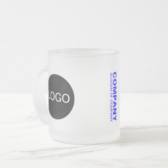 Tasse aus Mattiertem Glas (Logo und Name) (Vorderseite Links)