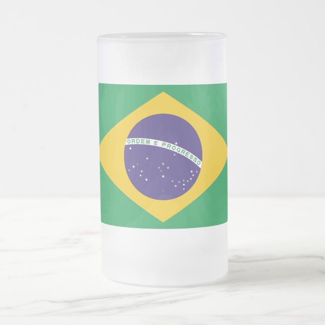 Tasse aus mattiertem Glas mit brasilianischer Flag (Mittel)