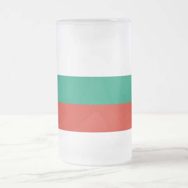 Tasse aus mattiertem Glas mit bulgarischer Flagge (Mittel)