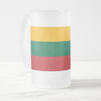 Tasse aus mattiertem Glas mit litauischer Flagge
