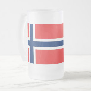 Tasse aus mattiertem Glas mit norwegischer Flagge