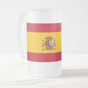Tasse aus mattiertem Glas mit spanischer Flagge