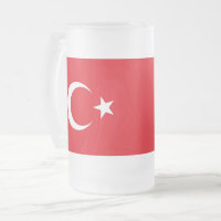 Tasse aus mattiertem Glas mit türkischer Flagge