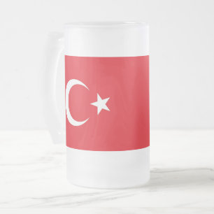 Tasse aus mattiertem Glas mit türkischer Flagge