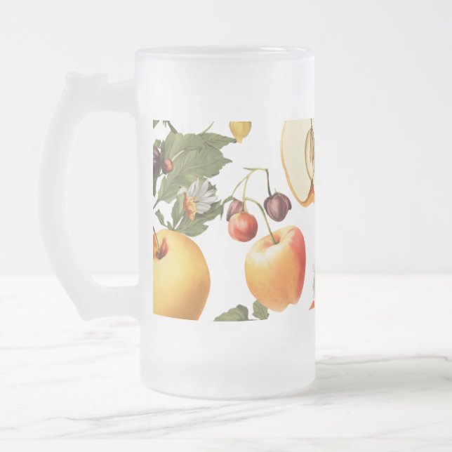 Tasse aus mattiertem Glas - Muster für Fruchtwasse (Links)