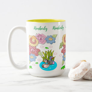 Tasse aus Tee, Blumenteich