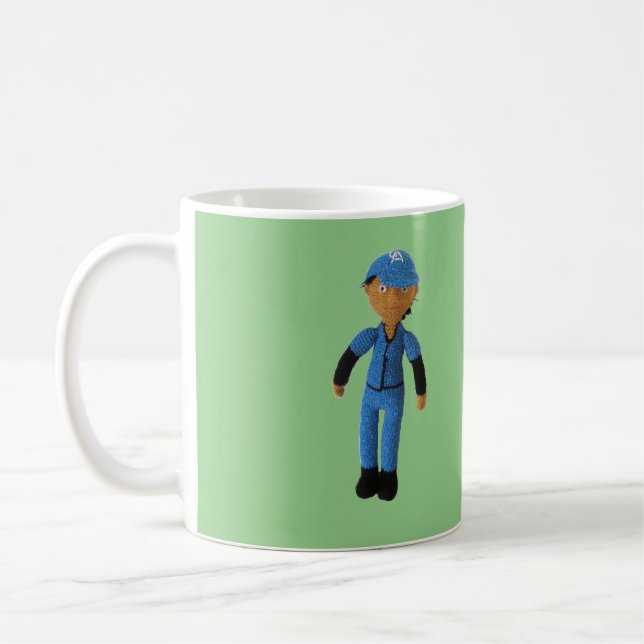 Tasse - Baseball-Player mit Namen auf Grün (Links)