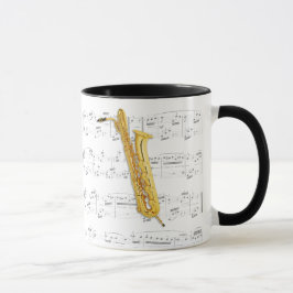 Tasse - Bass-Saxophone mit Blattmusik