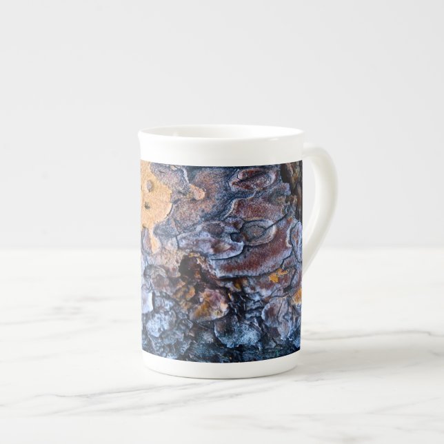 TASSE; Baumrinde. Knochen-China Prozellantasse (Vorderseite Rechts)