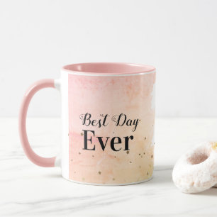 Tasse-Best Day Ever mit Sternen in Pink N Peach Tasse