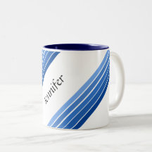 Tasse - Blaue Diagonalstreifen mit Name