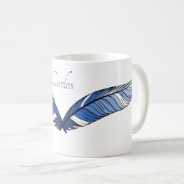 Tasse - Blaue Federn und Name