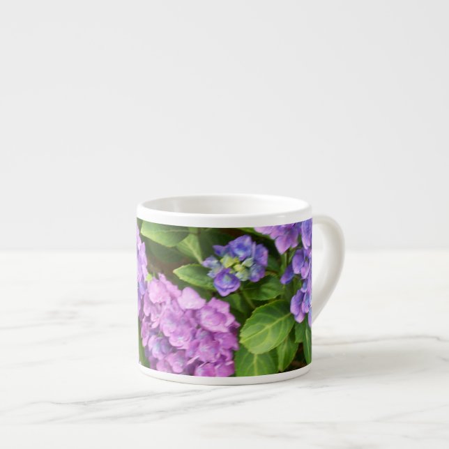 Tasse Blue and Pink Hydrangea Espresso (Vorderseite Rechts)