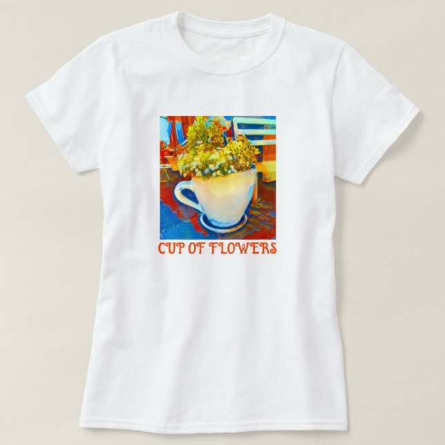 Tasse Blume Kaffeemaschine Tasse T-Shirt (Design vorne)