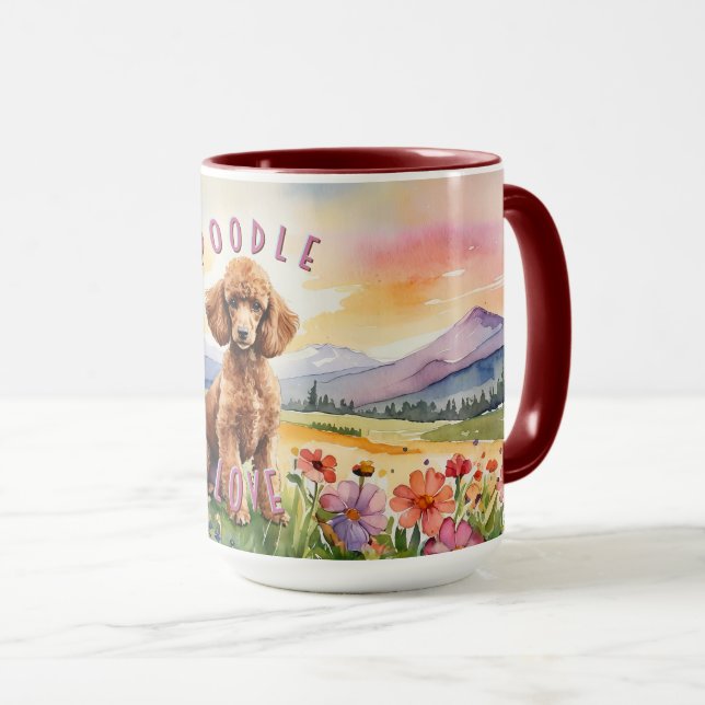 Tasse Brown Poodle, individuelle Sonnenaufgang auf (VorderseiteRechts)