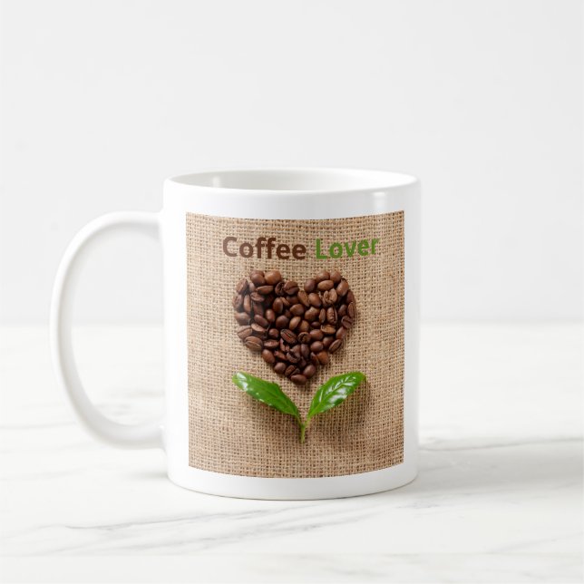 Tasse Café en Grains & Feuilles Vertes (Links)