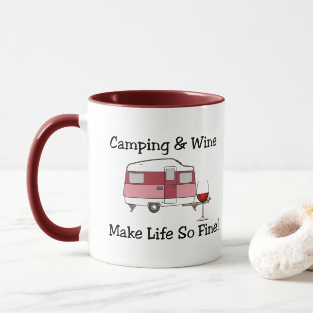 Tasse Camping und Wein Combo (Mit Donut)