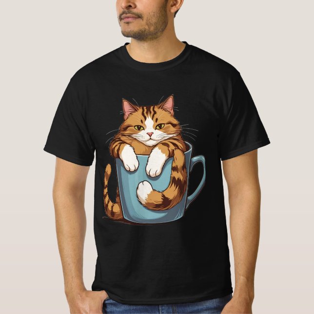 Tasse & Cat T - Shirt: Adorable & Irresistible Des T-Shirt (Vorderseite)