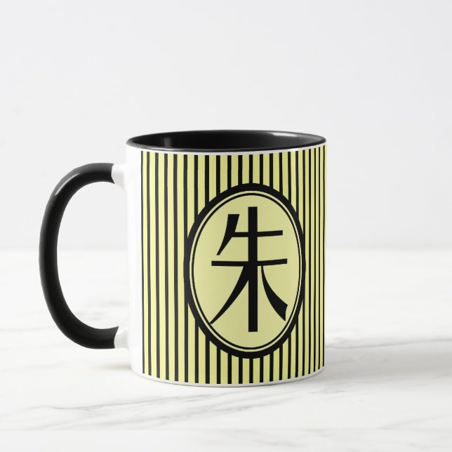 Tasse - chinesischer Familienname Zhu (Links)