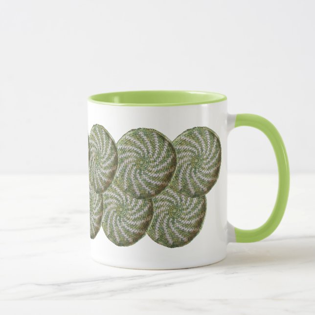 Tasse - Crochet White Spiral on Green (Rechts)