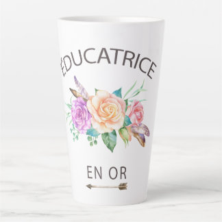 Tasse de café fleurs éducatrice en or or