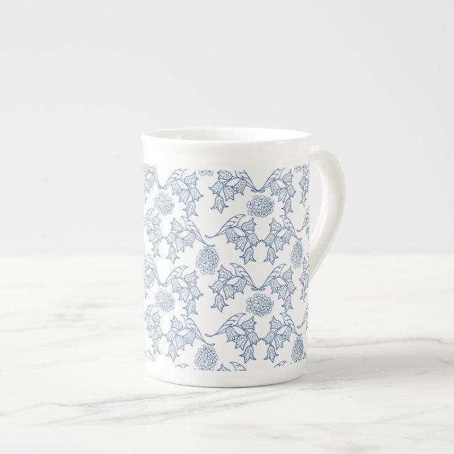 Tasse der Blauen Ethnic Floral Print Knochen-China (Vorderseite Rechts)