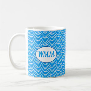 Tasse der Blauen Waves Muster Mongram Muttertagsmu