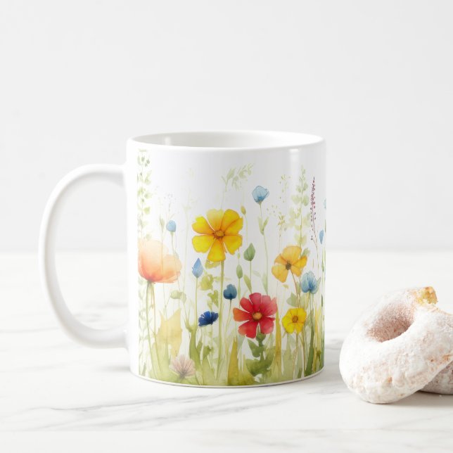 Tasse der Blume im Frühjahr (Mit Donut)