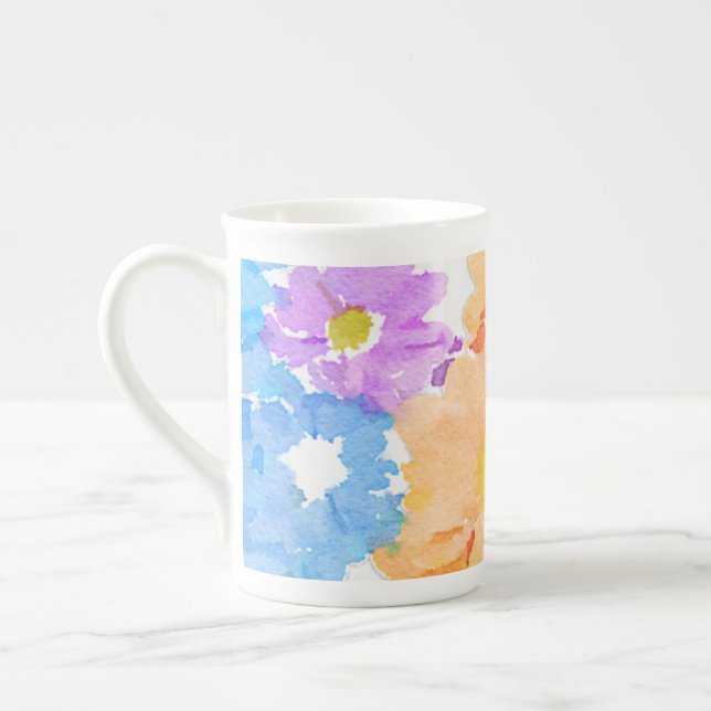 Tasse der China des mehrfarbigen Blumenknochens (Links)