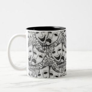 Tasse der Drama-Masken-B&W