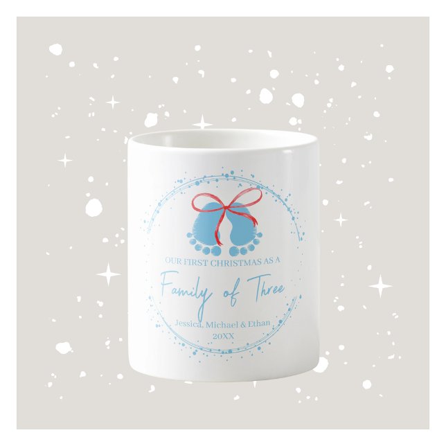 Tasse der ersten Weihnachtsfamilie - Blau (Personalized First Christmas Family Mug - Blue)