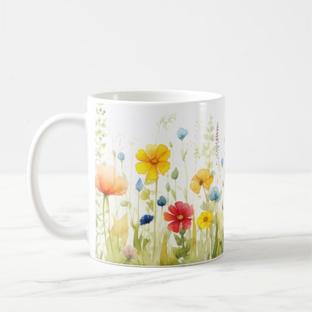 Tasse der Frühjahrs-Wildblumen (Links)