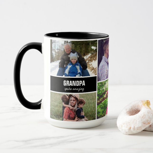 Tasse der Großfamilie Foto Collage Personalisiert (Mit Donut)